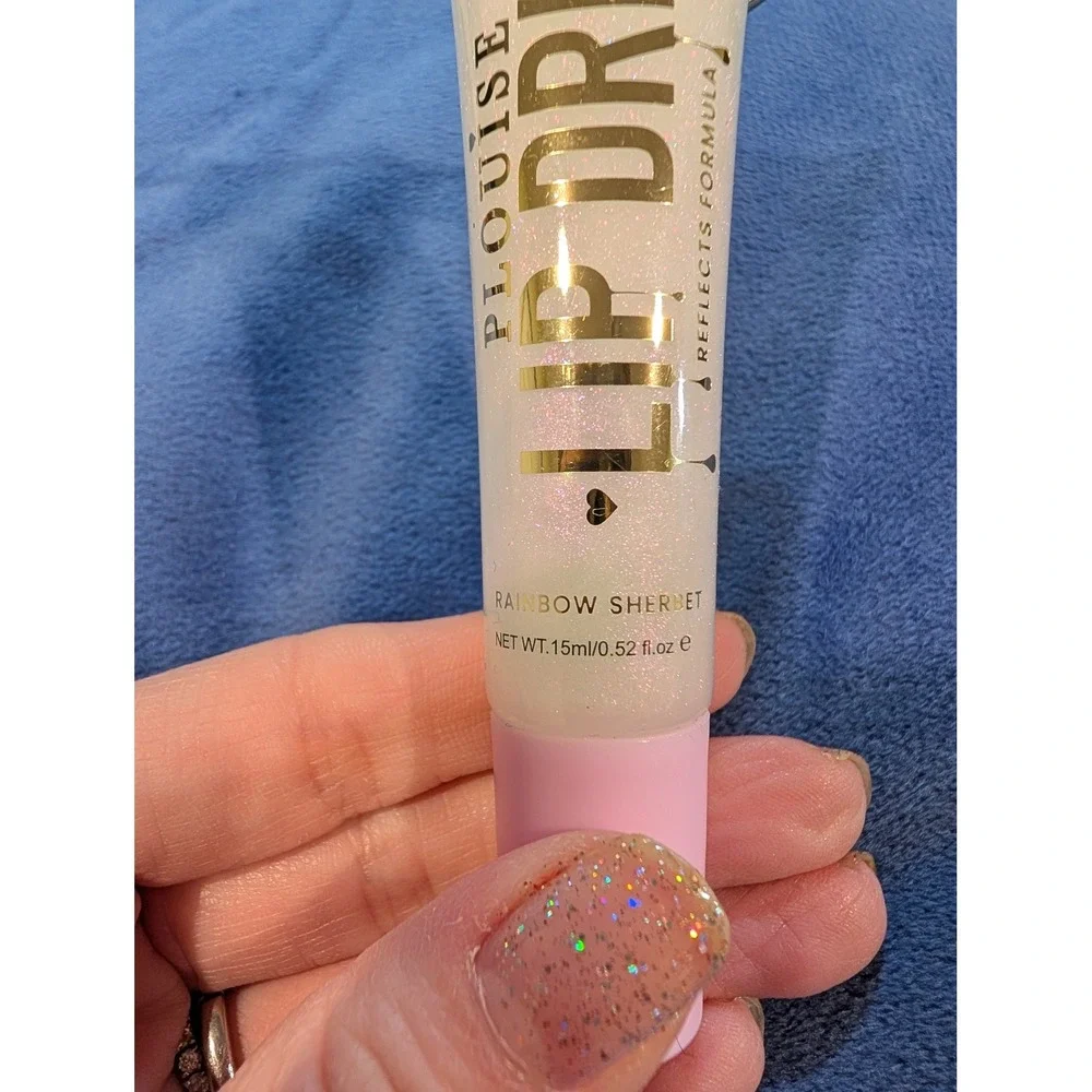 PLouise Lip Drip 15ml Rainbow Sherbet Shimmer Gloss Keychain Reflects Formula
